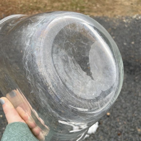 LARGE MCM Vintage Glass 12.25" Centerpiece Bowl Modern Clear Decor Design - Picture 16 of 16